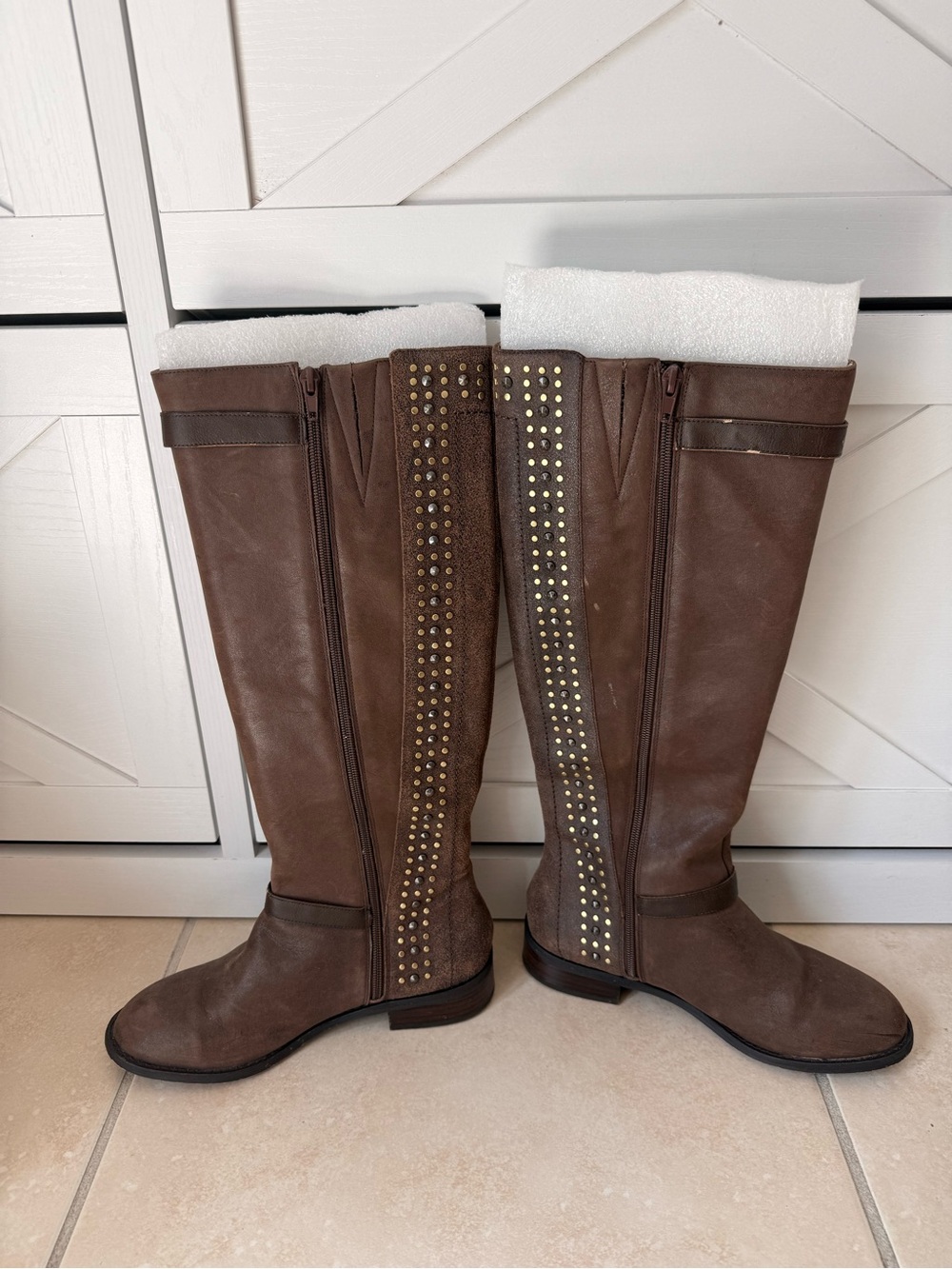 Jessica Simpson Brown Leather
Studded Zip Up Riding Boots Size 8.5